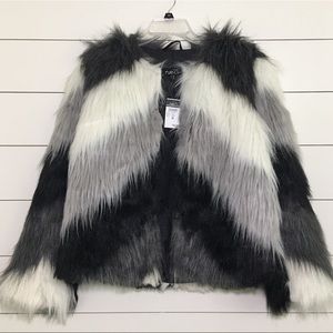 Rue21 Faux Fur Coat Black Grey White M